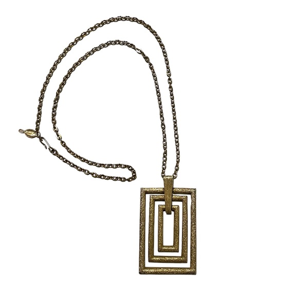Large Vintage Geometric Sarah Conventey Rectangular Necklace - Picture 2 of 6
